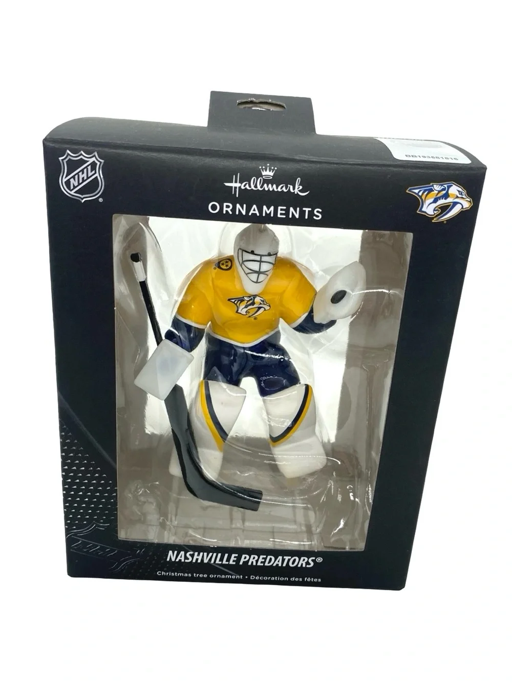 Hallmark Nashville Predators Goalie NHL Hockey Black Box Ornament New